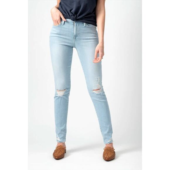 Frame Light Blue Wash Distressed Le High Skinny in Rush Jeans 28 - Picture 1 of 16
